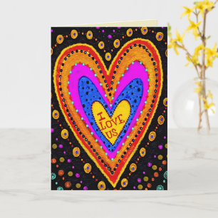 Love Us Modern Black Colourful Stylish Valentine Card