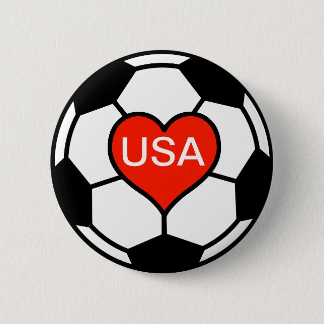 Love US Women's Soccer Team 6 Cm Round Badge (Front)