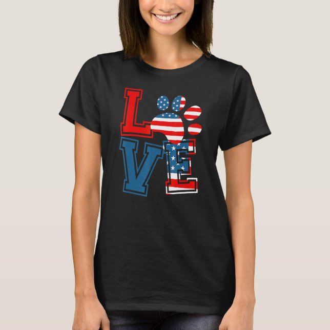 LOVE USA American Flag Pet  Happy Memorial Day 4th T-Shirt (Front)