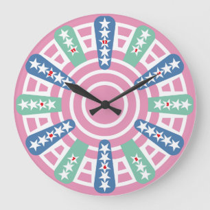 LOVE USA COLORS FLAG 50 STARS BY MASANSER LARGE CLOCK