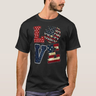 Love Usa Firefighter American Flag 4th July Thin R T-Shirt