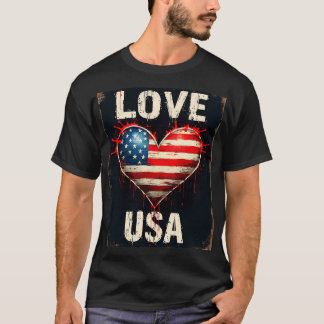 Love USA Graphic Heart Usa Lovers T-Shirt