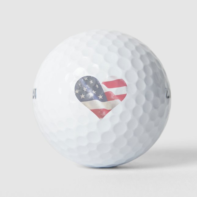 Love USA Rustic Americana Flag Stars Stripes Golf Balls (Front)