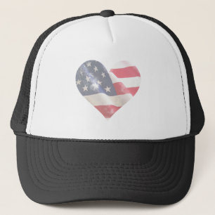 Love USA Rustic Americana Flag Stars Stripes Trucker Hat
