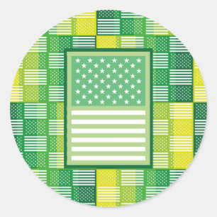 LOVE. USA / USA FLAG GREEN COLORS BY MASANSER CLASSIC ROUND STICKER