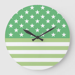 LOVE. USA / USA FLAG GREEN COLORS BY MASANSER LARGE CLOCK
