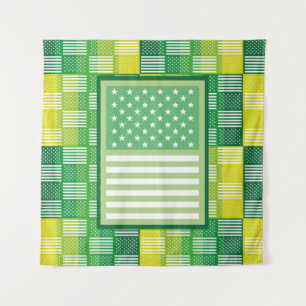 LOVE. USA / USA FLAG GREEN COLORS BY MASANSER TAPESTRY