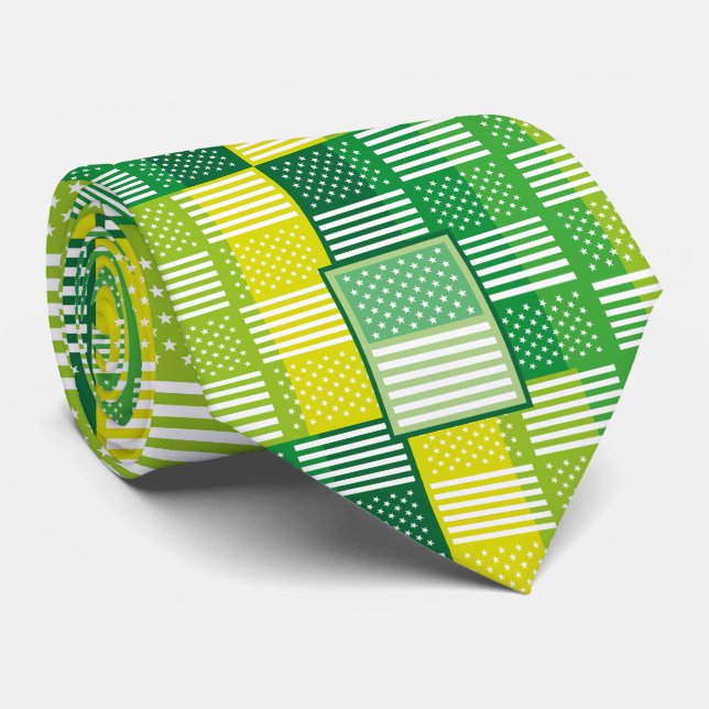 LOVE. USA / USA FLAG GREEN COLORS BY MASANSER TIE (Rolled)