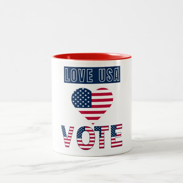 Love USA Vote Two-Tone Coffee Mug (Center)