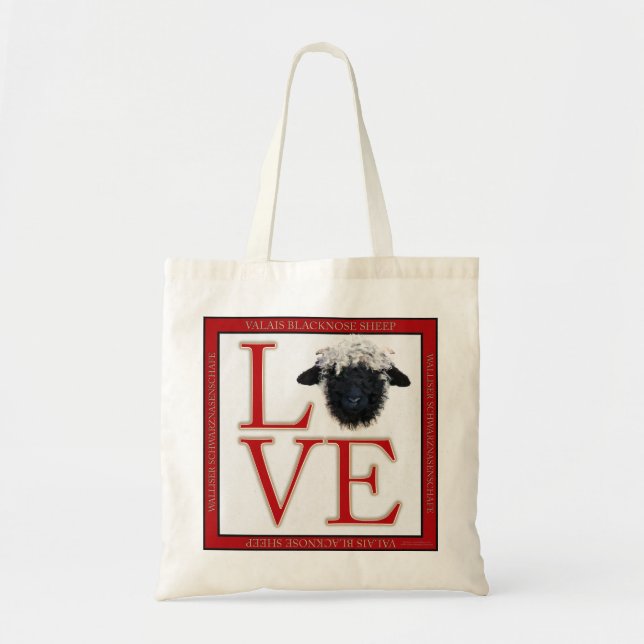 Love Valais Blacknose Sheep Tote Bag (Front)