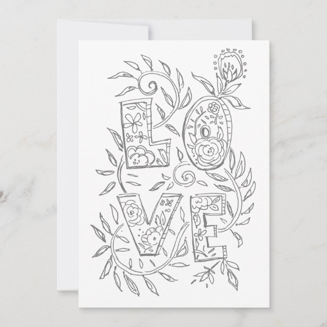 LOVE Valentine Adult Colouring Card (Front)