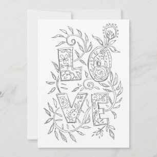 LOVE Valentine Adult Colouring Card