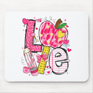 Love Valentine Apple Pencil Teacher Boys Girls Tea Mouse Mat