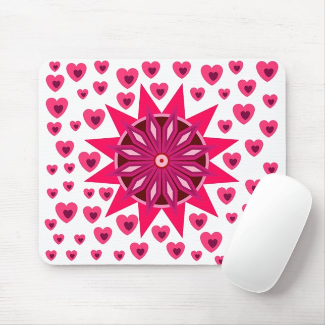 LOVE VALENTINE, BIRTHDAY PARTY GIFT WITH HEARTS MO MOUSE MAT (With Mouse)