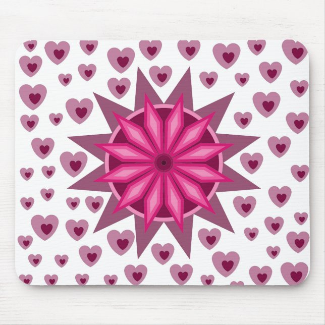 LOVE VALENTINE, BIRTHDAY PARTY GIFT WITH HEARTS MOUSE MAT (Front)