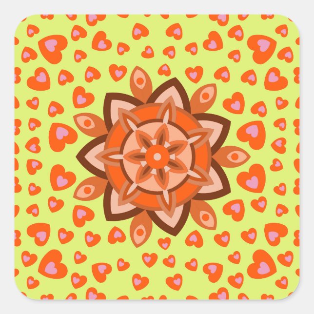 LOVE VALENTINE, BIRTHDAY PARTY GIFT WITH HEARTS SQ SQUARE STICKER (Front)