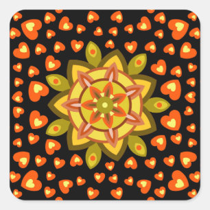 LOVE VALENTINE, BIRTHDAY PARTY GIFT WITH HEARTS SQ SQUARE STICKER