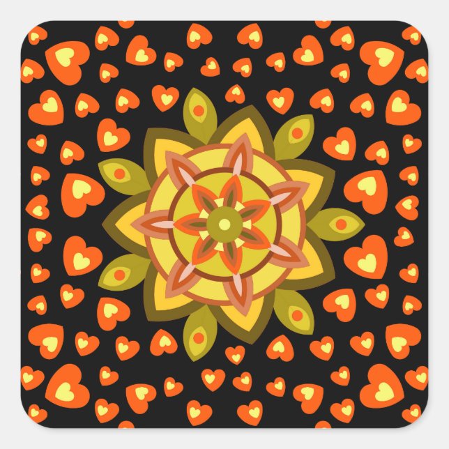 LOVE VALENTINE, BIRTHDAY PARTY GIFT WITH HEARTS SQ SQUARE STICKER (Front)