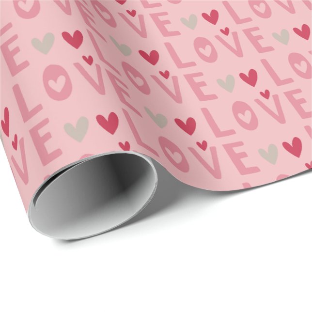 Love Valentine Day Hearts  Wrapping Paper (Roll Corner)