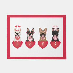 Love Valentine French Bulldogs Doormat