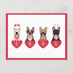 Love Valentine French Bulldogs Postcard