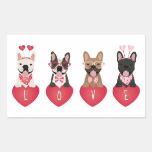 Love Valentine French Bulldogs Rectangular Sticker