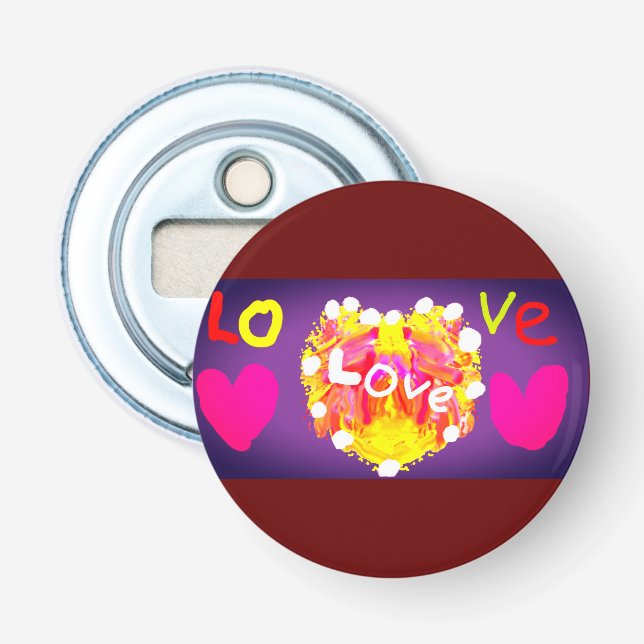 Love Valentine heart Mug Magnet Bottle Opener (Front)