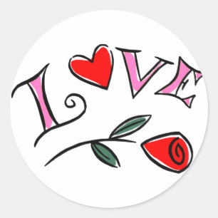 Love Valentine Hearts and Rose Gif... - Customised Classic Round Sticker