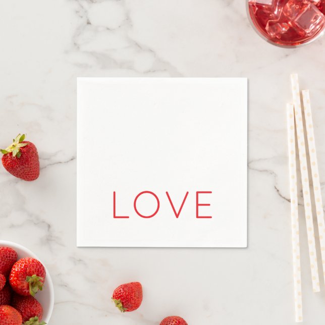 LOVE Valentine Modern Typography Red Hot Fun Napkin (Insitu)