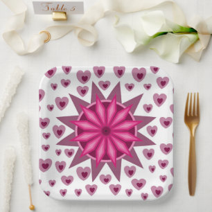 LOVE VALENTINE PARTY WITH HEARTS PAPER PLATES