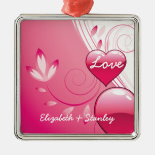 Love Valentine’s Day hearts swirls custom ornament