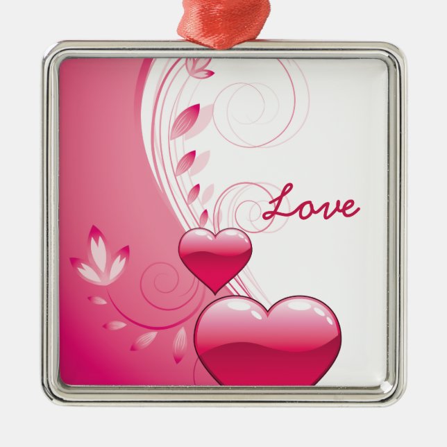 Love Valentine’s Day hearts swirls custom ornament (Front)