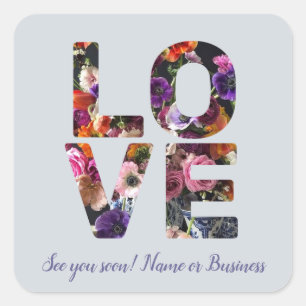LOVE Valentine Theme Customisable Photo Floral Square Sticker