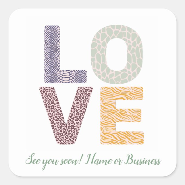 LOVE Valentine Theme Customisable Photo Letters Square Sticker (Front)