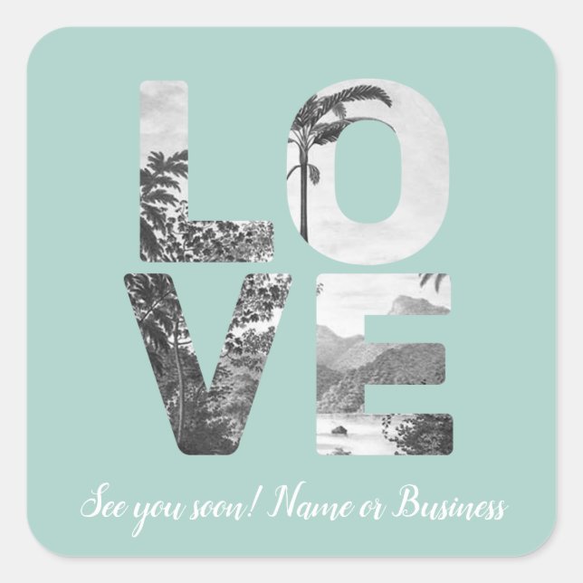 LOVE Valentine Theme Customisable Photo Pattern Square Sticker (Front)