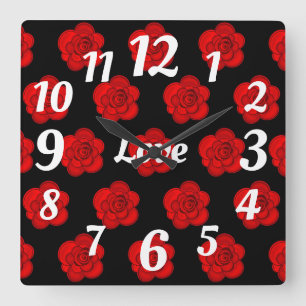Love Valentine Time Eternal Sweet Heart Square Wall Clock