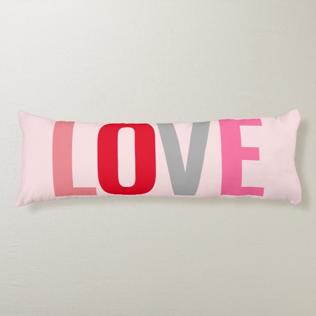 Love Valentines Blush Pink Red Typography Body Cushion (Front)