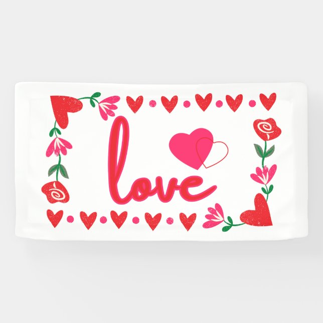 Love Valentine's Day 1.6x3 Vinyl Banner (Horizontal)