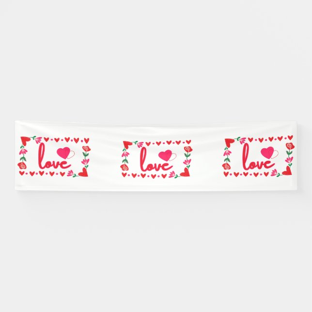 Love Valentine's Day 2.5x10 Vinyl Banner (Horizontal)