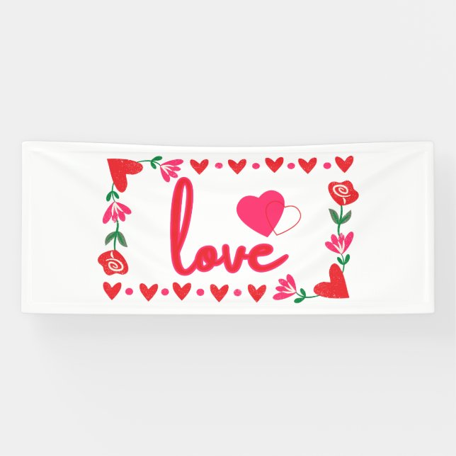 Love Valentine's Day 2.5x6 Vinyl Banner (Horizontal)