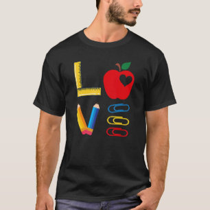 LOVE Valentines Day Apple Pencil Crayon Teacher Gi T-Shirt