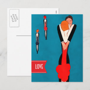 Love. Valentine's Day Art Deco  Holiday Postcard