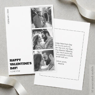 Love Valentines Day Black and White Photo Collage Holiday Card