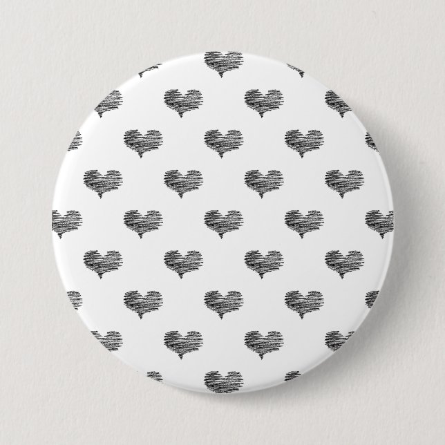 Love Valentine's Day Black Heart Sketch 7.5 Cm Round Badge (Front)