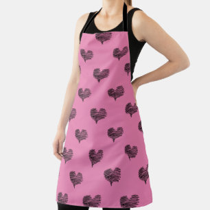 Love Valentine's Day Black Heart Sketch Apron