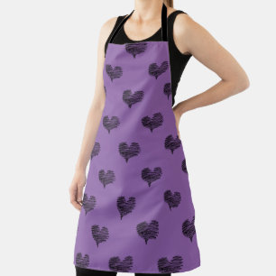 Love Valentine's Day Black Heart Sketch Apron