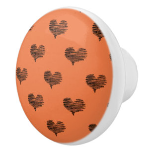 Love Valentine's Day Black Heart Sketch Ceramic Knob