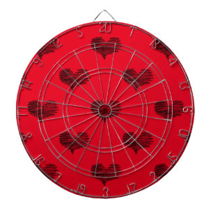 Love Valentine's Day Black Heart Sketch Dartboard