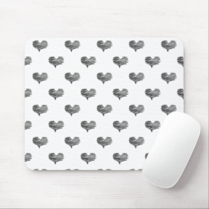 Love Valentine's Day Black Heart Sketch Mouse Mat