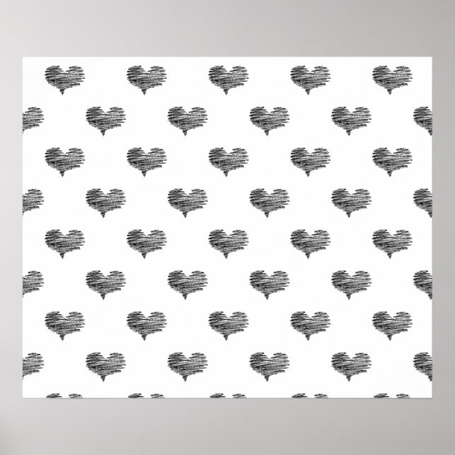 Love Valentine's Day Black Heart Sketch Poster (Front)